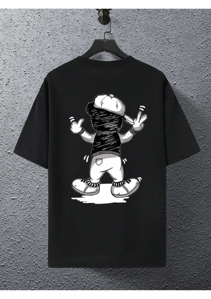 Funny Bear Baskılı Oversize Erkek T-Shirt Salaş Boyfirend fiyatları