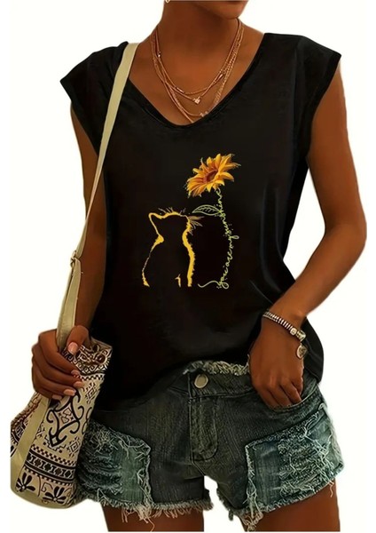Kadın Oversize Salaş V Yaka T-Shirt