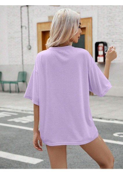 Tennessee Baskılı Kadın Oversize Kahverengi T-Shirt modelleri