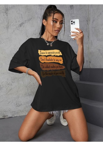 Siyah Oversize T-Shirt Pastel Baskılı fiyatları