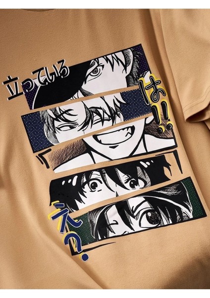 Anime Tema Baskılı Oversize Erkek T-Shirt Salaş Boyfirend fiyatları