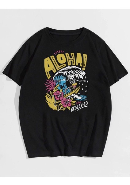 Unisex Aloha Baskılı Oversize T-Shirt fiyatları