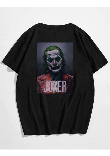 Unisex Siyah Joker Ön ve Arka Baskılı Oversize T-Shirt