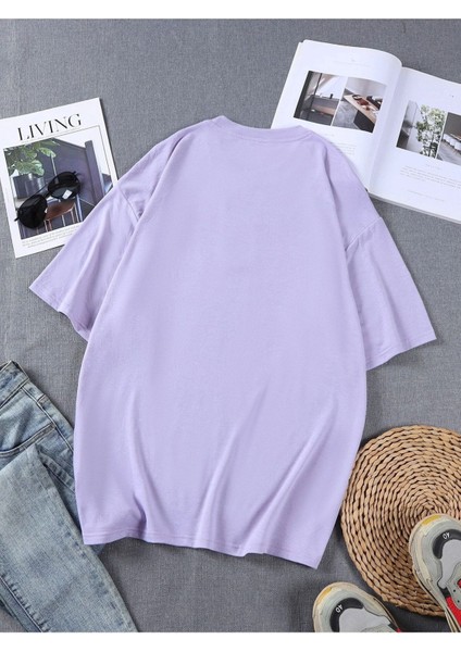 Lila Erkek Oversize Basic T-Shirt