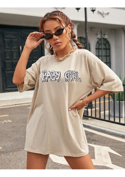 Kadın Baby Girl Baskılı Oversize T-Shirt