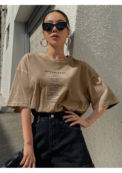 Oversize T-Shirt Optımıstıc Baskılı