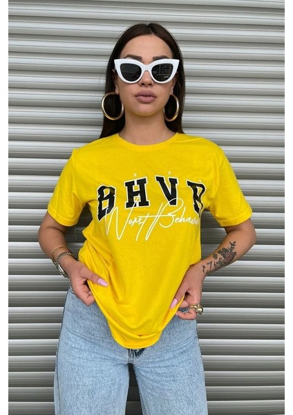 Kadın Bhvr Oversize Baskılı T-Shirt Bluz fırsatları