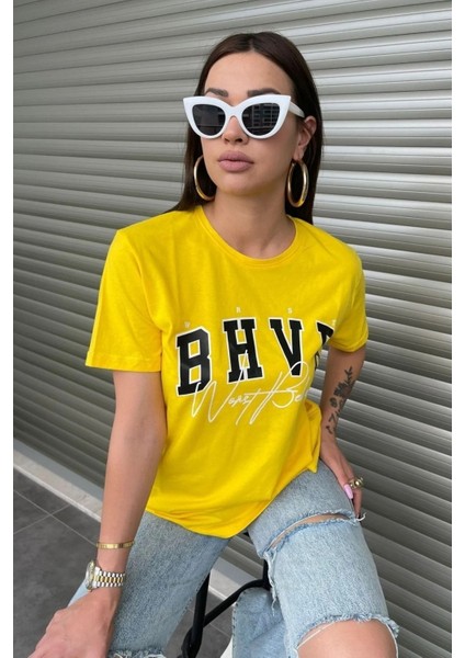 Kadın Bhvr Oversize Baskılı T-Shirt Bluz indirimleri