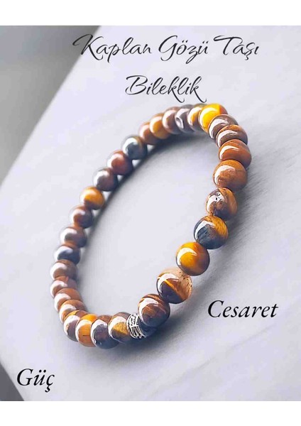 Doğal Taş Kaplan Gözü Taşı Bileklik