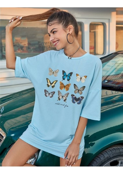 Kadın Oversize Wild And Free Baskılı T-Shirt fiyatları
