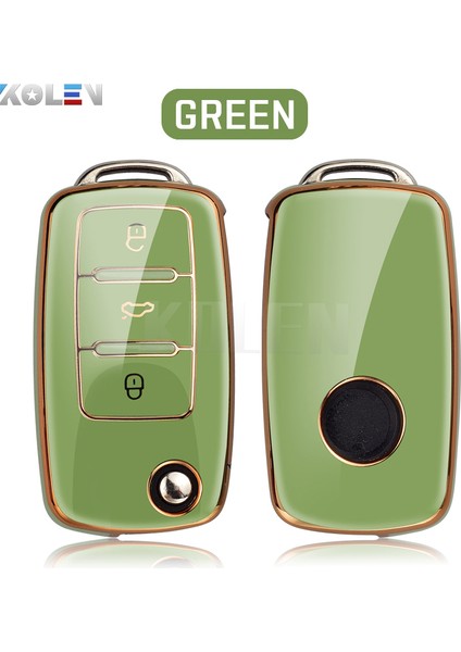 Sadece Yeşil Kasa Tpu Araba Anahtar Kılıfı Kapak Tutucu Kabuk Vw Volkswagen Polo Golf Passat Beetle Caddy Tiguan Skoda Octavia Kodiaq Seat Leon Altea Için (Yurt Dışından)