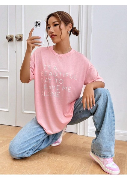 Beautiful Day Baskılı Oversize T-Shirt Salaş Boyfirend fiyatları