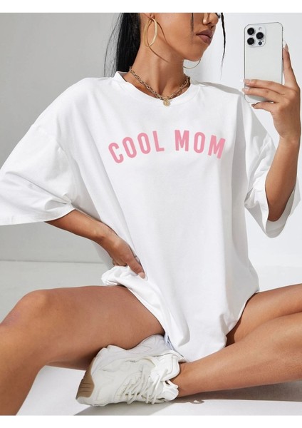 Cool Mom Baskılı Kadın Oversize Salas T-Shirt Boyfriend