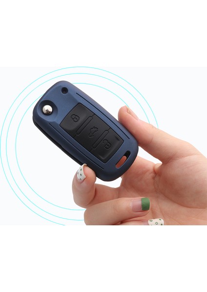 Bir Mavi Volkswagen Vw Golf Bora Jetta Polo Passat B5 B6 Skoda Octavia A5 Fabia Seat Ibiza Için Silikon Karbon Fiber Araba Anahtar Kılıfı Kapak Case (Yurt Dışından) fırsatları