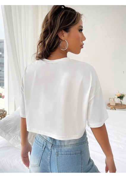 Kadın Crop Oversize Los Angels Baskılı indirimleri