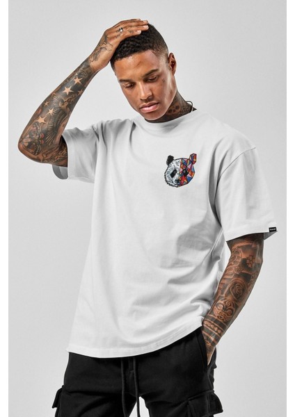 Unisex Panda Baskılı Oversize T-Shirt