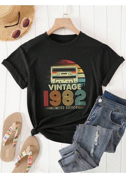 1982 Vintage Baskılı Oversize T-Shirt Salaş Boyfirend