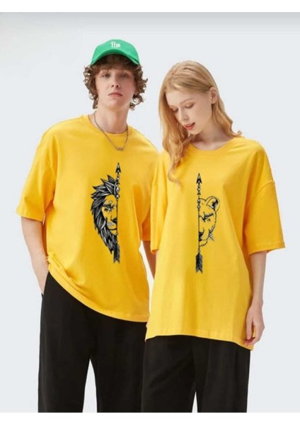 2'li Kombin Aslan/kaplan Baskılı Kadın Oversize Salas T-Shirt Boyfriend fiyatları