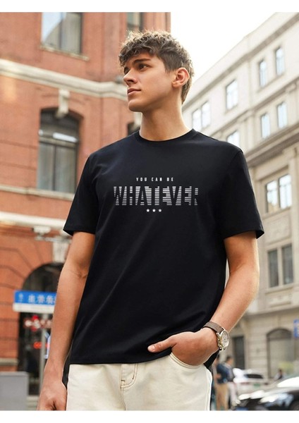 Siyah Oversize T-Shirt Whatever Baskılı fırsatları