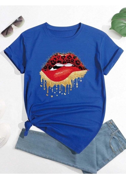 Dudak Baskılı Oversize T-Shirt Salaş Boyfirend