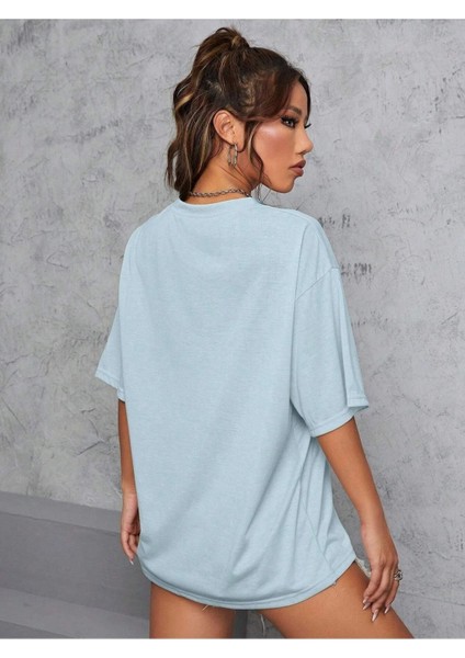 Extreme Speed Bebek Mavisi Oversize T-Shirt Salaş Boyfirend fiyatları