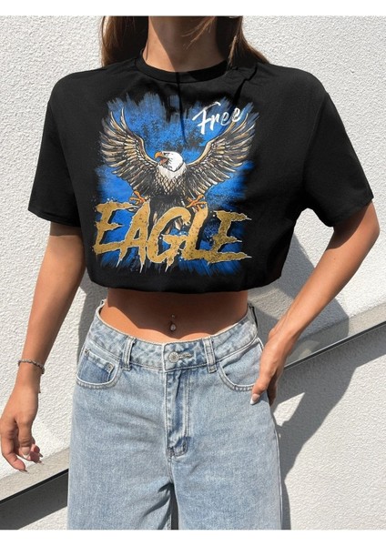 Kadın Crop Eagle Baskılı modelleri