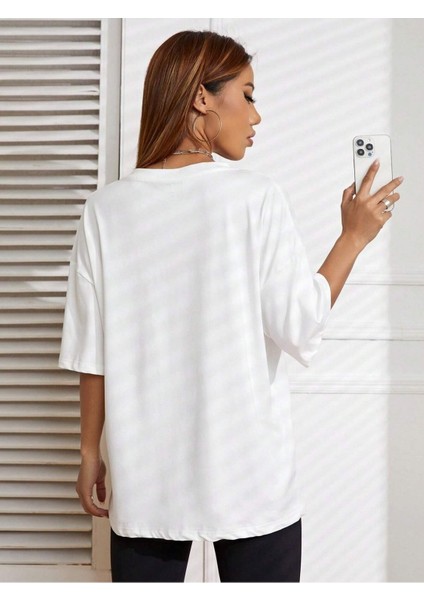 Nah Baskılı Siyah Oversize T-Shirt Salaş Boyfirend