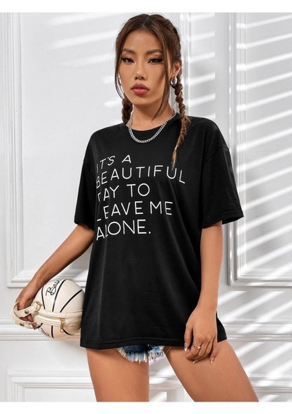 Beautiful Day Baskılı Oversize T-Shirt Salaş Boyfirend fiyatları