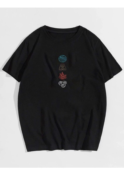 Unisex Four Elements Baskılı Oversize T-Shirt