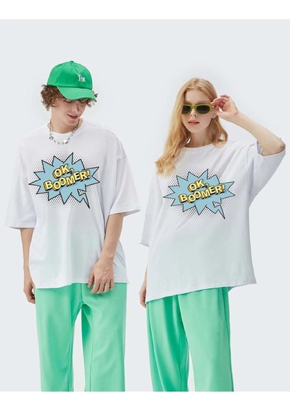 Unisex Boomer Baskılı Oversize T-Shirt