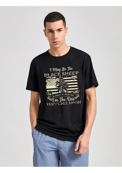 Unisex Black Sheep Baskılı Oversize T-Shirt