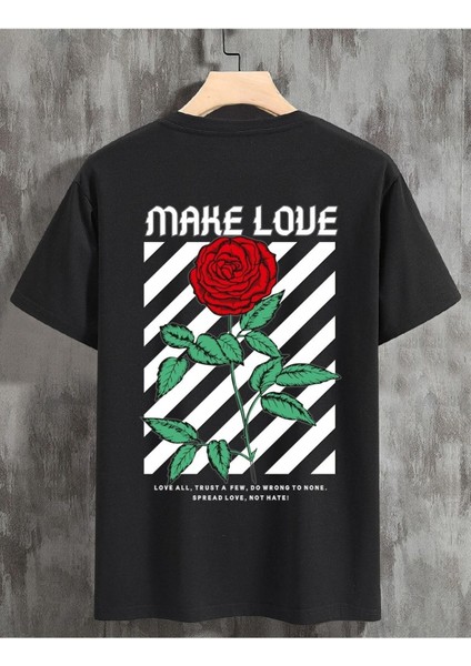 Unisex Make Love Baskılı Oversize T-Shirt