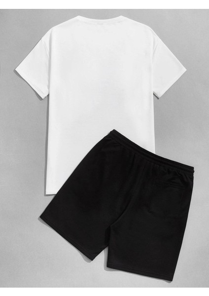 Unisex Nasa Minimal Baskılı Oversize T-Shirt ve Şort Kombin