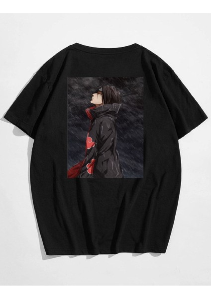 Unisex Naruto Itachı Rain Baskılı Oversize T-Shirt