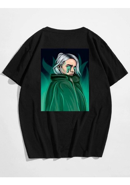 Unisex Billie Eilish Eyes Ön ve Arka Baskılı Oversize T-Shirt