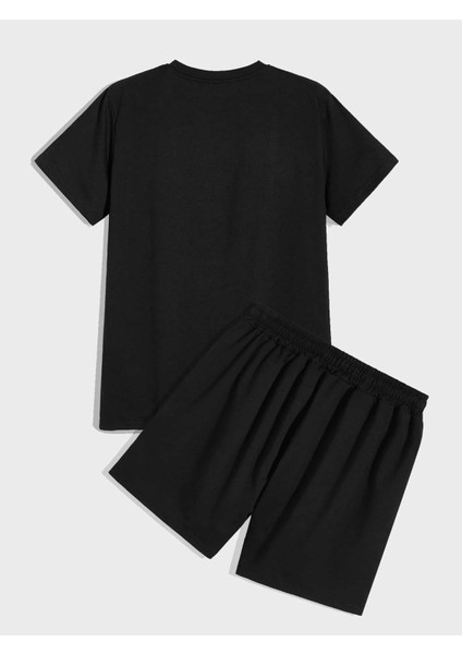 Unisex Nasa Minimal Baskılı Oversize T-Shirt ve Şort Kombin