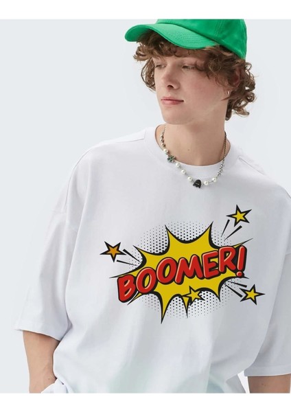 Unisex Boomer Baskılı Oversize T-Shirt