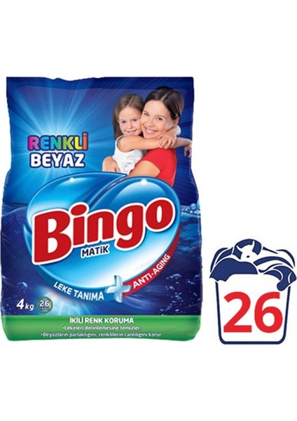 Matik Renkli Beyaz 4 kg + Renkli 4 kg Toz Çamaşır Deterjanı 2'li Set fiyatları