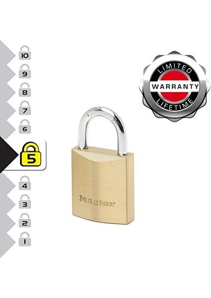 Lock 2930EURD Ekstra Kalın Prinç Anahtar Asma Kilit, Altın, 5,4 x 3 x 1,4 cm