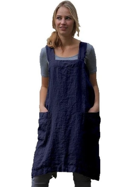 Siyah Stil 4Xl Japon Tarzı Pamuk Ve Keten Önlük Ev Düz Renk Çapraz Bağlı X Şekilli Sırt Mutfak Pişirme Kıyafeti Wf928 (Yurt Dışından)