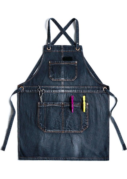 2Wq-46478-004 Stili Kovboy Katı Denim Cep Kuaför Önlüğü Yemek Pişirme Önlük Ev Temizliği Kanvas Usta Önlük Mutfak Aksesuarları Için (Yurt Dışından)