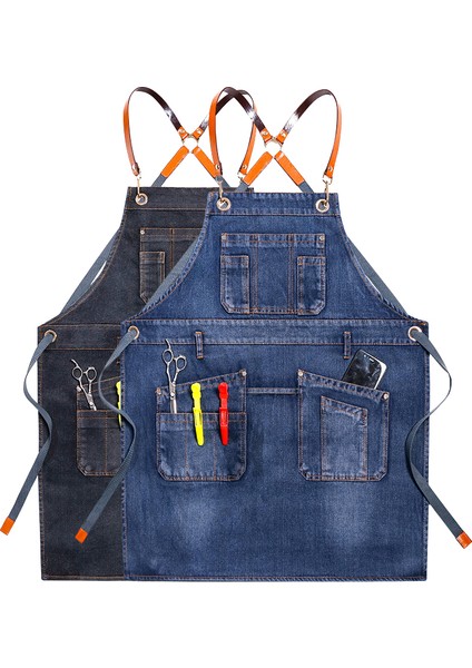 2Wq-46478-004 Stili Kovboy Katı Denim Cep Kuaför Önlüğü Yemek Pişirme Önlük Ev Temizliği Kanvas Usta Önlük Mutfak Aksesuarları Için (Yurt Dışından)