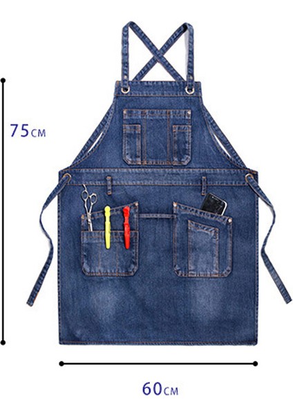 2Wq-46478-004 Stili Kovboy Katı Denim Cep Kuaför Önlüğü Yemek Pişirme Önlük Ev Temizliği Kanvas Usta Önlük Mutfak Aksesuarları Için (Yurt Dışından)