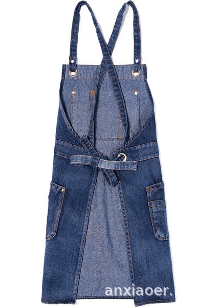 2Wq-46478-004 Stili Kovboy Katı Denim Cep Kuaför Önlüğü Yemek Pişirme Önlük Ev Temizliği Kanvas Usta Önlük Mutfak Aksesuarları Için (Yurt Dışından)