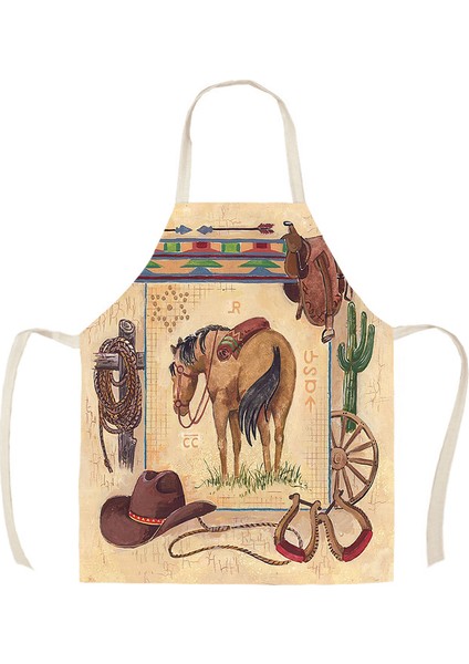 Wq148820 Stili 38X47Cm 1 Adet Mutfak Önlüğü Pamuk Keten Önlük Ev Kowboy Kelebek Desen Ev Yemek Pişirme Fırın Bel Önlüğü Önlük Wq1488 (Yurt Dışından)
