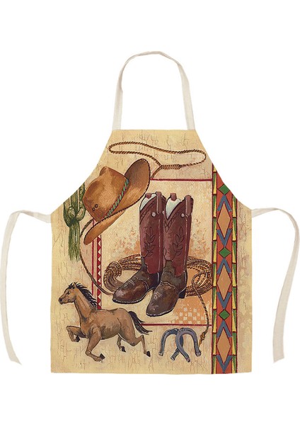 Wq148820 Stili 38X47Cm 1 Adet Mutfak Önlüğü Pamuk Keten Önlük Ev Kowboy Kelebek Desen Ev Yemek Pişirme Fırın Bel Önlüğü Önlük Wq1488 (Yurt Dışından)
