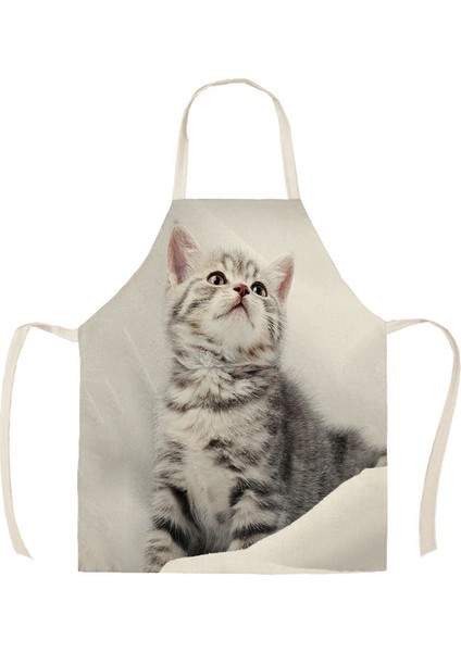 Wq01307 Stili 38X47Cm Çocuk Boyutu Mutfak Önlüğü Sevimli Kedi Baskılı Keten Önlük Erkek Kadın Ev Temizlik Araçları Wq013 (Yurt Dışından)
