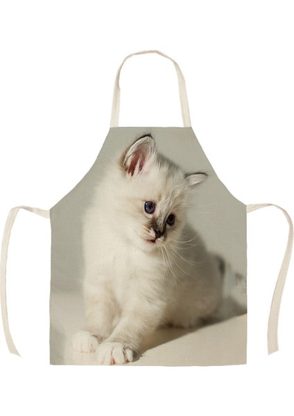 Wq01307 Stili 38X47Cm Çocuk Boyutu Mutfak Önlüğü Sevimli Kedi Baskılı Keten Önlük Erkek Kadın Ev Temizlik Araçları Wq013 (Yurt Dışından)
