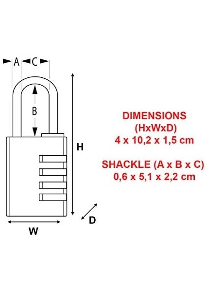 Lock Katı Aluminyum Asma Kilit Şifreli 40 Mm, Siyah