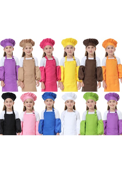 Şarap Kırmızısı Tarzı M Beden Çocuklar Için Polyester Önlük Boyama Önlüğü Çocuklar Için Fırın Önlüğü Seti Şef Şapkası Logo Basılabilir (Yurt Dışından)